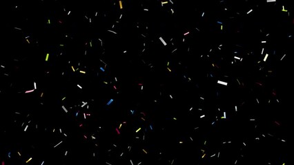 Wall Mural - Confetti explosion. Colorful falling festive particles, stripes. Transparency is embedded in video. ProRes 4444