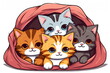 Cartoon character of a group of adorable kittens together