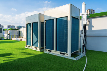 Poster - Commercial air conditioning units on top of buildings