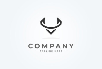 initial v horn logo. minimalist letter v with horn design logo. vector illustration