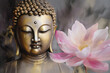 buddha and glowing lotus flower, generative AI