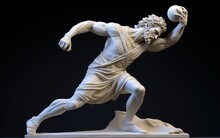 Myron Discobolus Sculpture. The Discobolus Thrower Statue In The Side View.