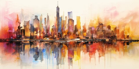 Wall Mural - city skyline impressionistic on white background. beautiful generative ai aig32