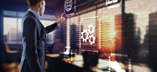 Wall Mural - automation process innovation technology concept. software business technology