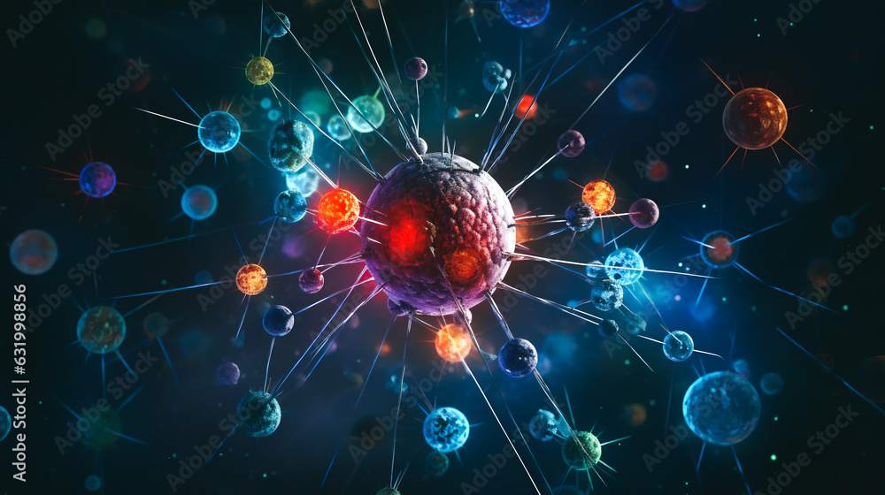 a intricate network of interconnected cells, representing the immune ...