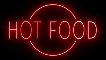 Red Flickering And Blinking Animated Neon Sign For HOT FOOD