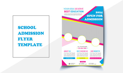 Wall Mural - Admission  Flyer vector template, educational Flyer with Photo space.	