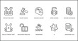 security outline icons set. thin line icons such as racing helmet, open access, secure database, bullet proof vest, unlocked padlock, drowning, e vector.