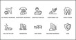 © IconArt - insurance outline icons set. thin line icons such as construction risk, overturned car, family house, hail on the car, inundation, side crash, building insurance vector.