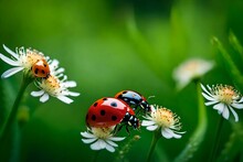 Ladybug On Flower 
Created Using Generative AI Tools