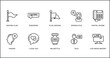 communications outline icons set. thin line icons such as flag waving, woman file, digital phone, theory, i love you, ink bottle, talk vector.