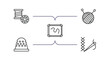 sew outline icons set. thin line icons such as bobbin, ball of wool, drawing board, thimble, stiching vector.