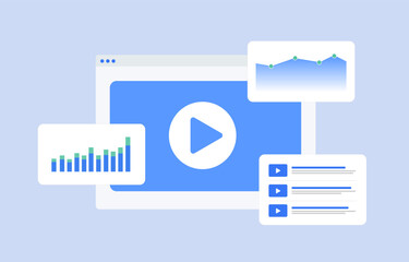 Wall Mural - video analytics concept. digital video marketing and advertising statistics. targeting programmatic 
