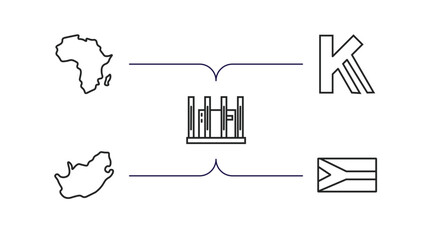 Wall Mural - africa outline icons set. thin line icons such as africa, kenyan shilling, apartheid museum, south africa, african vector.