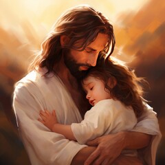 Jesus and child, biblical illustration