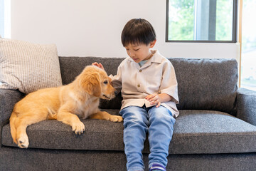 Wall Mural - 男の子と犬　boy and dog