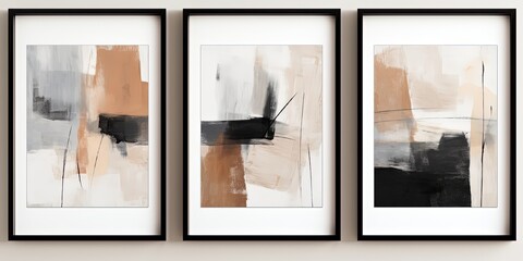 Wall Mural - abstract background of art illustration framed in minimalism style grunge paint brush texture set on wall, mockup idea, Generative Ai