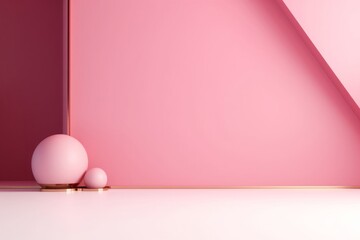 Sticker - Beautiful versatile backdrop for product design and presentation with a pink wall and smooth floor, Generative AI