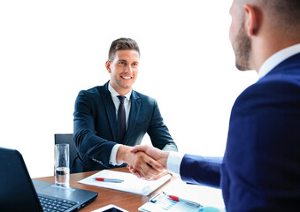 Poster - Business handshake. Two businessman shaking hands on a transparent background