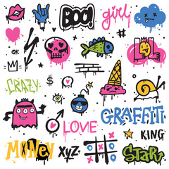 Poster - Graffiti Elements as Street Wall Painting Art Vector Set