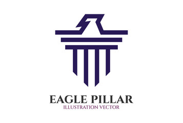 Wall Mural - Geometric Eagle Falcon Hawk with Pillar Column for Attorney Law Icon Symbol Illustration