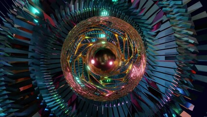 Wall Mural - abstract background 3d animation shiny futuristic composition made of geometric elements transforms 