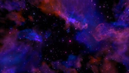 Wall Mural - Space flight slowly moving through universe among galaxies stars and nebulae