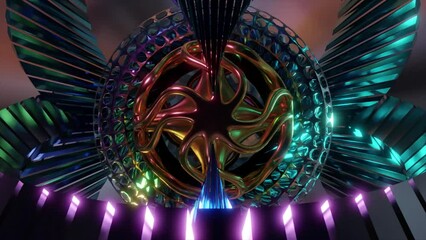 Wall Mural - abstract background 3d animation shiny futuristic composition made of geometric elements transforms 