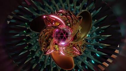 Wall Mural - abstract background 3d animation shiny futuristic composition made of geometric elements transforms 