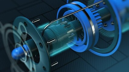Cad futuristic interface, computer aided design concept, mechanical prototype project, engineering computer drawing (3d render)