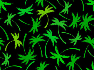 Wall Mural - seamless pattern with tropical palm trees. silhouettes of palm trees of various shapes. palm tree de