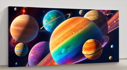 planets of the solar system bright colors. generative ai.