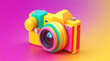 © BornHappy - 3d style Photo camera photography app icon isolated on colorful background. Generative AI.