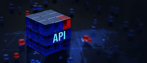 API - Application Programming Interface. Software development tool. Business, modern technology, internet and networking concept. 3d illustration