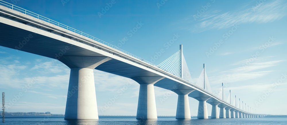 Lower Picture Bridge A photo of a bridge taken from a low angle with a blue sky in the ...