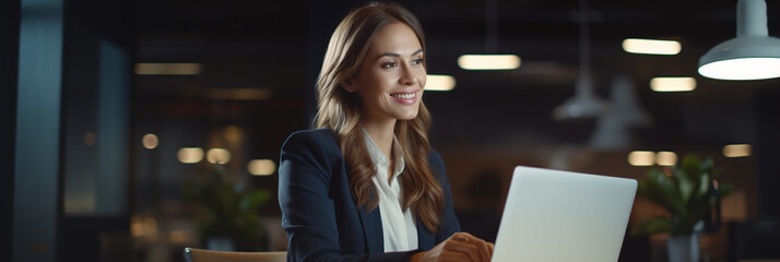 A Smiling businesswoman working in office