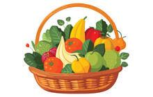 Illustration Of A Cornucopia Filled With Vegetables And Decorated With Flowers