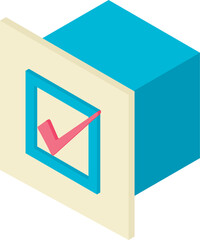 Wall Mural - Voting icon isometric vector. Vote paper with large check mark in ballot box . Offline voting, election concept