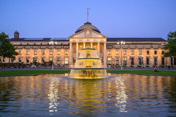 Wall Mural - View of the Wiesbaden Kurhaus and Casino at Dusk, Germany