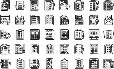 Poster - Questionnaire icons set outline vector. Online phone. Business mark