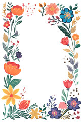 Wall Mural - Watercolor floral illustration - bouquets, frame, border. colored flowers, peony, leaf branches on white background, Wedding invites, transparent white background with copy space