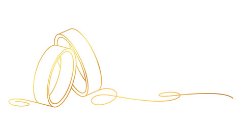 golden rings line art style. wedding element vector eps 10