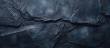 The Background Is A Dark Navy Blue Stone Texture With A Top View And Copy Space.