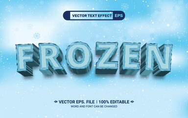 Wall Mural - Cartoon style frozen ice editable 3d vector text effect