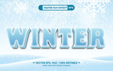 Wall Mural - Editable 3d winter icy frozen vector text effect