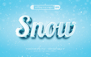 Wall Mural - Editable 3d winter snow vector text effect