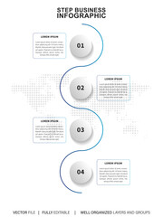 Modern 3D infographic template with 4 steps. Business circle template with options for brochure, diagram, workflow, timeline, web design. Vector EPS 10
