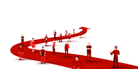 Wall Mural - Large group of people on arrow, business, and technology.