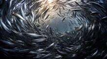  A Large Group Of Fish Swimming Through A Tunnel Of Water.  Generative Ai