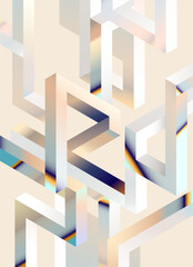 Wall Mural - white geometric background of isometric lines. abstract vector cover.
